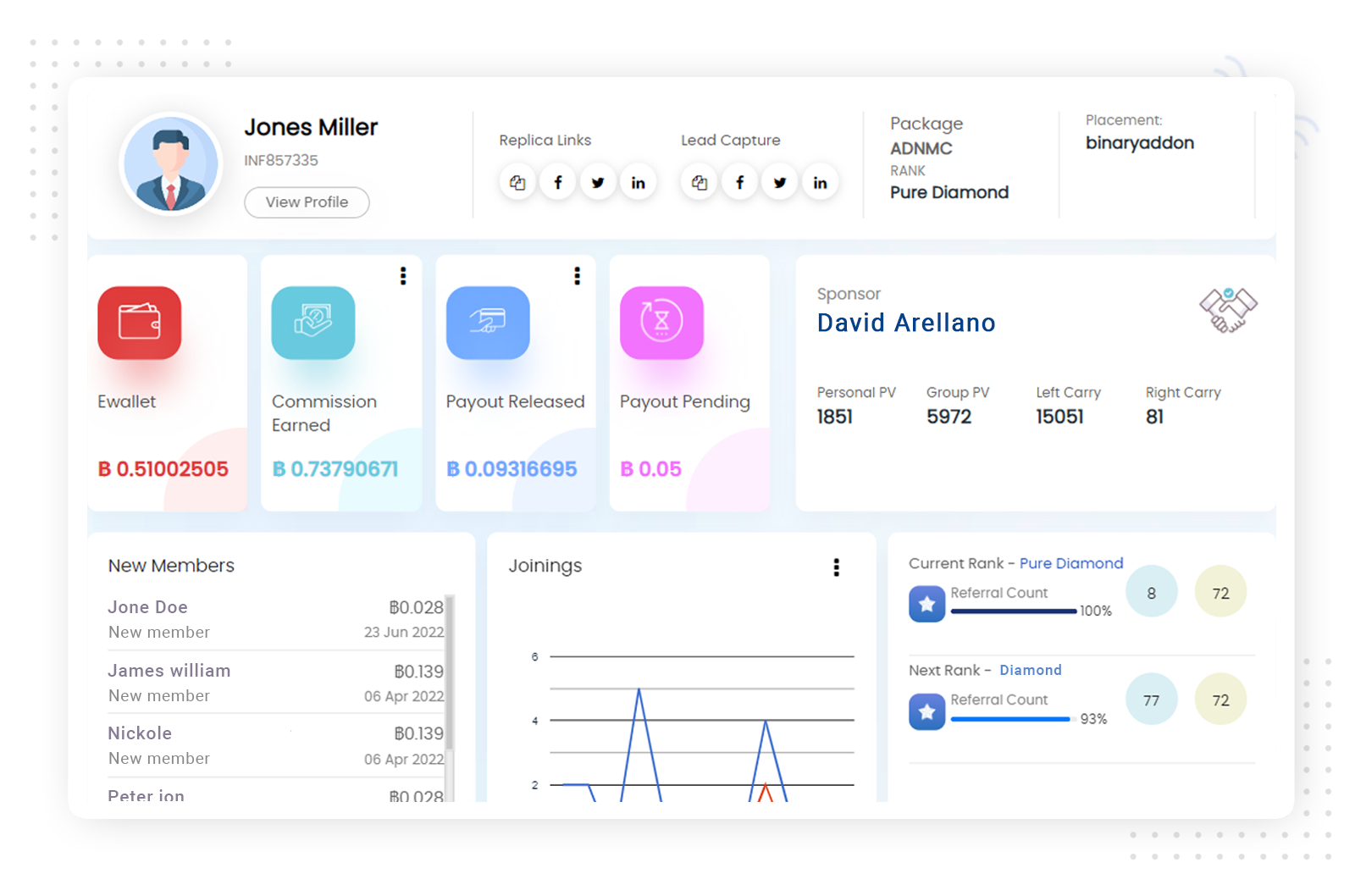 MLM Software Dashboard